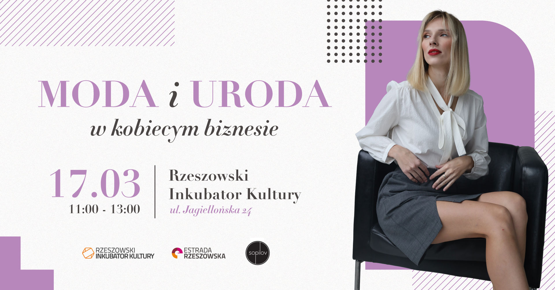 Grafika promująca wydarzenie 'Moda i uroda w kobiecym biznesie'